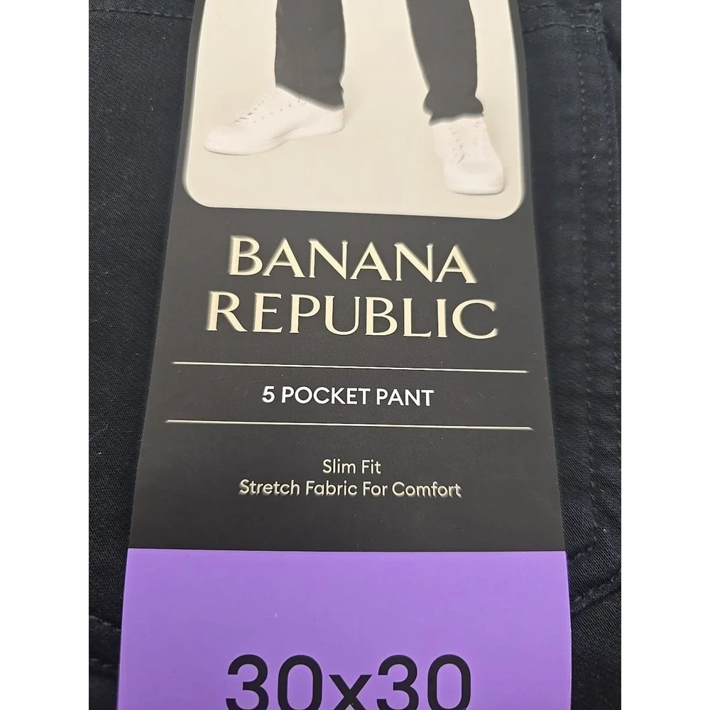 Banana‎ Republic Men's Five Pocket Pant Slim Fit Stretch Fabric Black 30x30 NWT